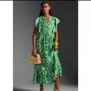 Anthropologie Maeve Cassandra Maxi Dress Green